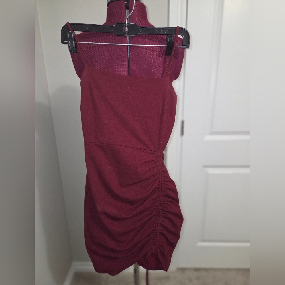 Windsor Red  Ruched Cocktail Dress